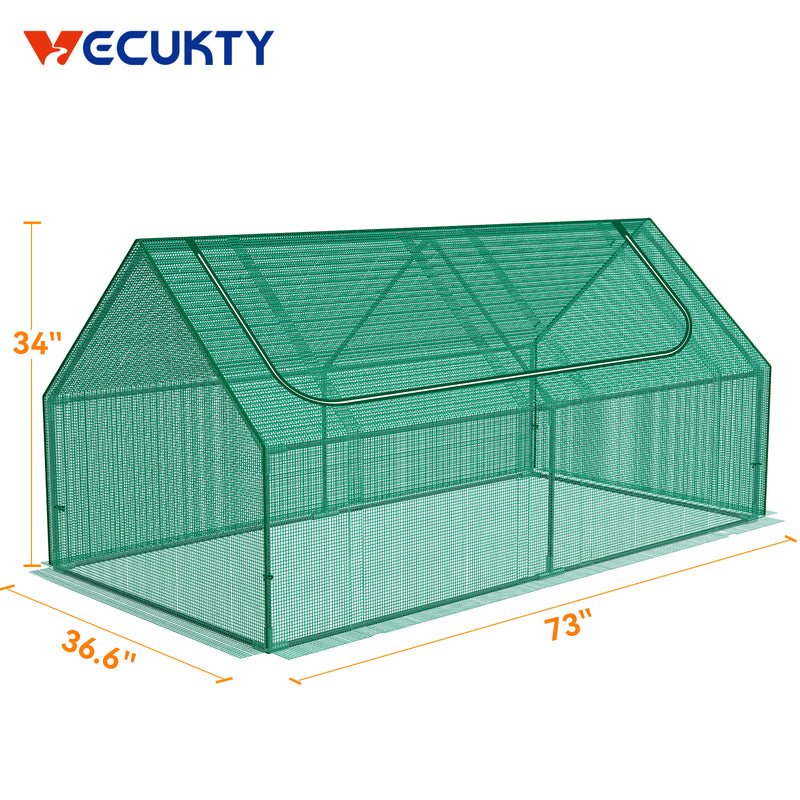 Mini Greenhouse Outdoor, VECUKTY Waterproof Garden Green House with Durable PE Cover & Roll-Up Zipper Door, Heavy Duty Greenhouse Tent for Indoor Outdoor Plants