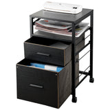 MONVANE File Cabinet with 2 Drawers for A4 Letter Size for Home Office, Mobile Printer Stand with Storage, Black