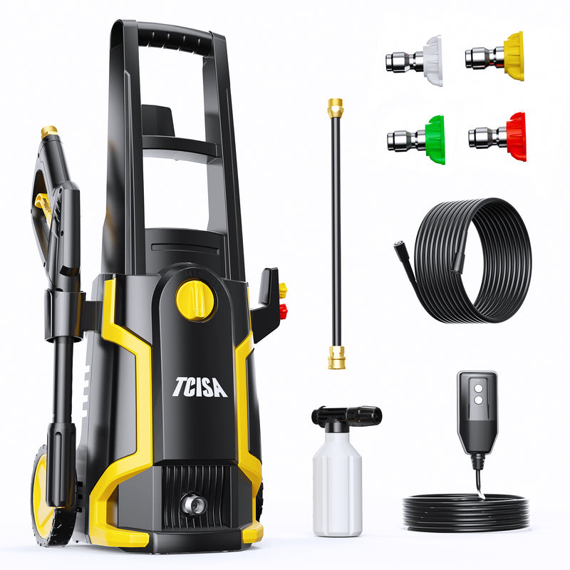TCISA 3200 PSI Electric Pressure Washer, 35FT Power Cord 20FT Hose 4 Nozzles Soap Cannon for Car Garden Yard Hom