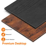MONVANE® Sturdy Computer Desk with Drawer, Ergonomic 47" Office Desk with Shelves, Writing Gaming Table for Home Office (Include Monitor Stands, Fabric File Cabinet, 2 Hooks) - Black -(Gtin:09797164476666_