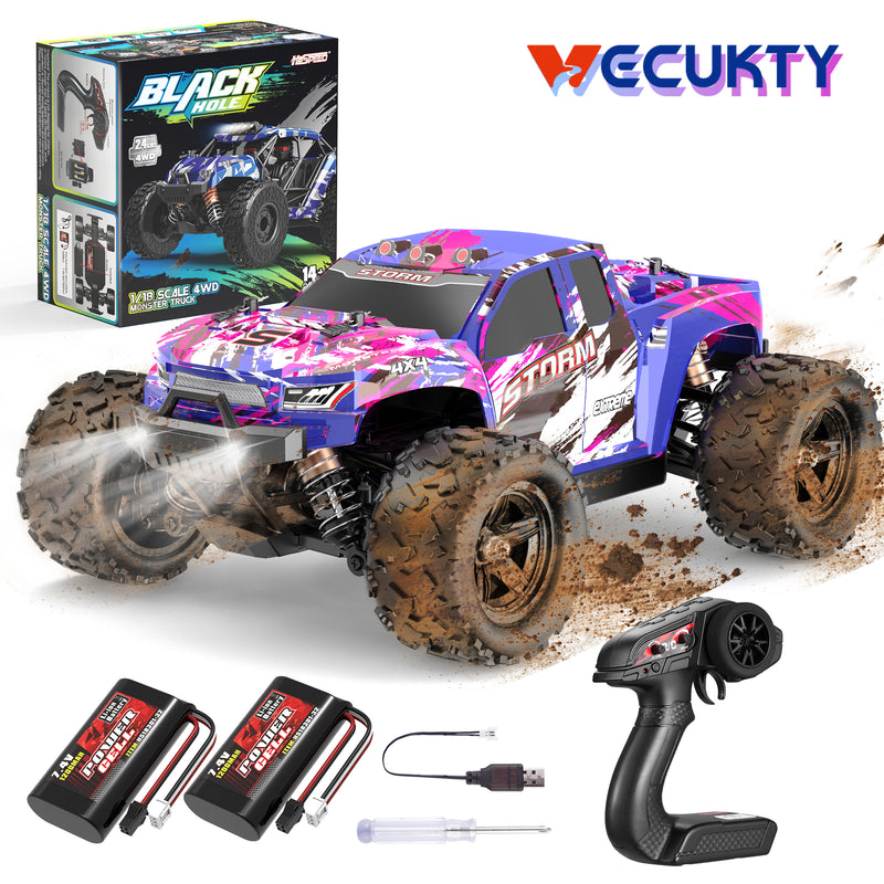Vecukty 1:18 Scale Brushless Fast RC Cars, 4WD Off-Road Remote Control Trucks, High Speed Remote Control Car for Kids Boys Girls Age 6-18, All Terrain Truck Toys Gifts