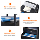 MONVANE File Cabinet with 2 Drawers for A4 Letter Size for Home Office, Mobile Printer Stand with Storage, Black