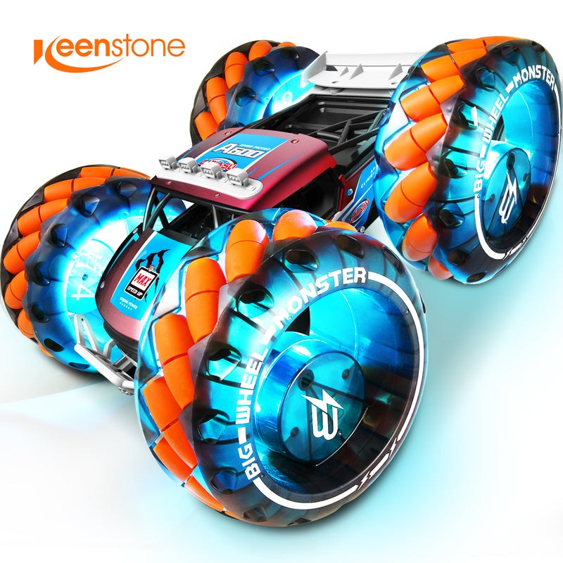 Remote Control Truck, Keenstone 1:10 Giant Wheel Remote Control Toy Car with High-Speed Climbing and Colorful Gradient Lights with Music,Orange