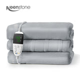 Electric Heated Blanket Throw w/ Hand Warmer, Keenstone Machine Washable Fast Heated Flannel Blanket Twin Size, Blue