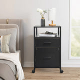 MONVANE File Cabinet with 2 Drawers for A4 Letter Size for Home Office, Mobile Printer Stand with Storage, Black