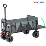 Collapsible Camping Garden Wagon for 10x20ft Canopy, All-Terrain Tank Wheels for Camping, Sports, Shopping, Beach, Support Up to 330lbs
