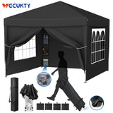 Vecukty 10' x 10' Sturdy Pop Up Canopy Tent with Removable Sidewalls, High Density Oxford, Waterproof Windproof Outdoor Shade Canopy, Instant Portable Shelter for Outdoor Wedding Picnics Camping-Black