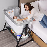 SACVON Baby Bassinet Bedside Sleeper - 6-Height Adjustable Crib to Match Adult Bed, Breathable Mesh Walls, Includes Mattress & Storage Basket, Black