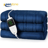 62*84“ Electric Heated Blanket Twin Keenstone Machine Washable Fast Heated Flannel Blanket Twin Size, Blue