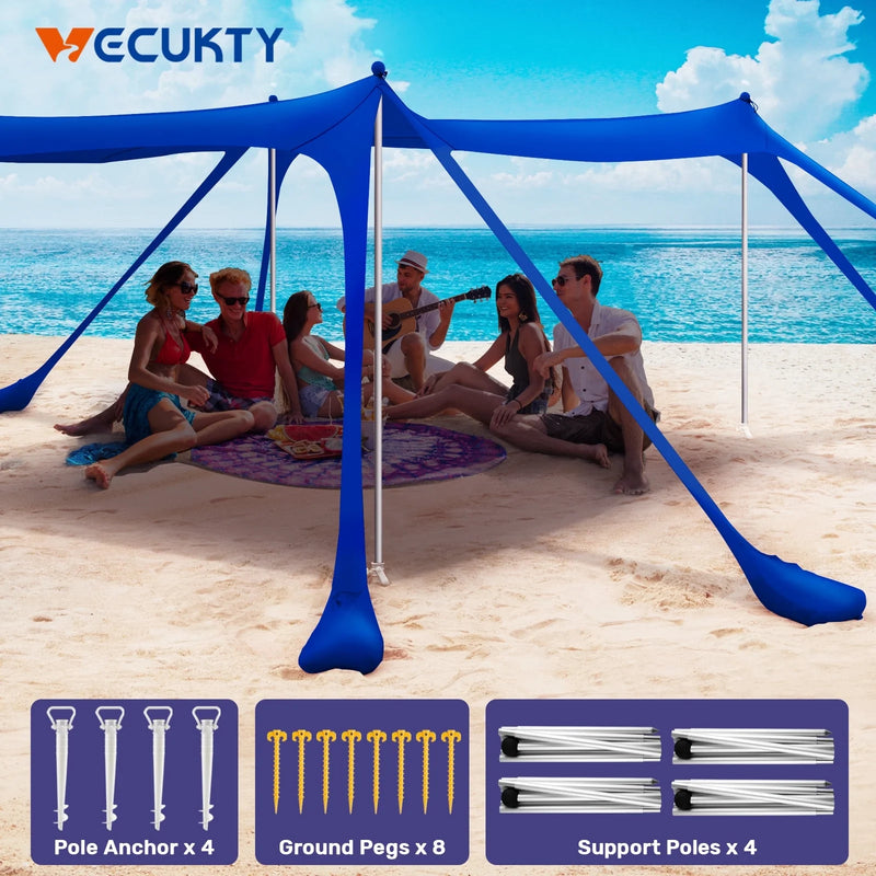 VECUKTY Lightweight 10' x 10' Beach Tent, Blue