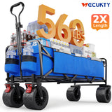 Vecukty 51.2" Large Collapsible Folding Wagon Cart, 560 lbs Load Capacity, Heavy-Duty Steel Frame & Oversized Wheels for Grocery Shopping, Camping, Sports, Moving – Blue