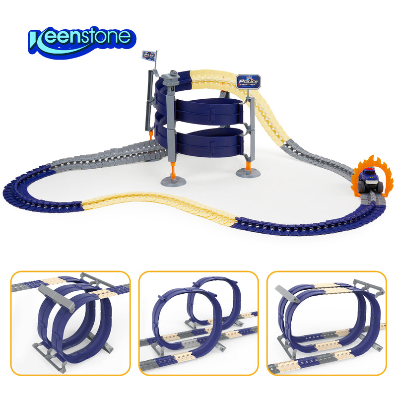 Electric Racing Tracks for Boys and Kids, Race Car Track Sets Gift Toys for Children Over 5+,Blue