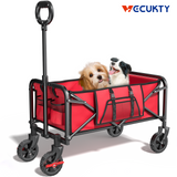 Collapsible Camping Wagon, Vecukty Portable Foldable Cart with All Terrain Solid Wheels, Heavy Duty Folding Utility Grocery Wagon with 150lbs, for Shopping,Sports,Fishing,Beach,Garden,Black