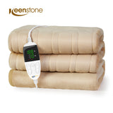 Electric Heated Blanket Throw w/ Hand Warmer, Keenstone Machine Washable Fast Heated Flannel Blanket Twin Size, Blue