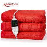 62*84“ Electric Heated Blanket Twin Keenstone Machine Washable Fast Heated Flannel Blanket Twin Size, Blue