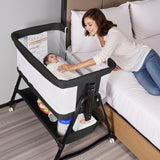 SACVON Baby Bassinet Bedside Sleeper - 6-Height Adjustable Crib to Match Adult Bed, Breathable Mesh Walls, Includes Mattress & Storage Basket, Black