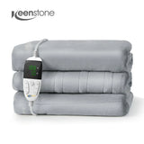 Keenstone Double-sided Flannel Electric Heated Blanket Full Size, 72"x84" Machine Washable Fast Heating Blanket for Office Bedroom Livingroom - Gray