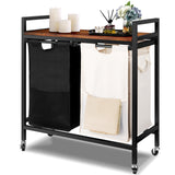 Rolling Laundry Sorting Cart,Rustic Brwon