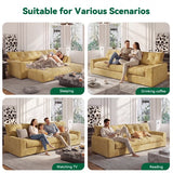 BEHOST 75.6" Chenille 3-Seater Sofa with Extra Deep Seats, Upholstered Couch with Side Storage & 2 Pillows, Cloud Sofa for Living Room, Ginger