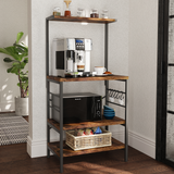 Monvane Kitchen Baker's Rack Storage Shelf Microwave Cart Oven Stand Coffee Bar,Rustic Brown