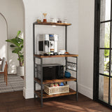 Monvane Kitchen Baker's Rack Storage Shelf Microwave Cart Oven Stand Coffee Bar,Rustic Brown