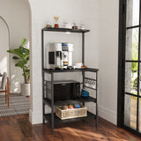 Monvane Kitchen Baker's Rack Storage Shelf Microwave Cart Oven Stand Coffee Bar,Black