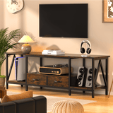 Behost TV Stand for 75 Inch, Dresser TV Stand with 2 Large Dresser Drawers, Entertainment Center with 3 Open Storage Shelf, Rustic Brown, Large