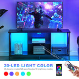 Behost TV Stand for TV up to 65 inches, TV Console Table with Led Lights & Power Outlets, Black