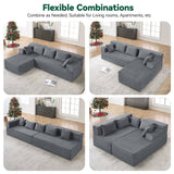 Behost 105" Modular Sectional Couches for Living Room, Deep Seat L Shaped Sofa with Cushions and Pillows, Dark Gray