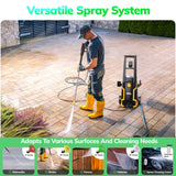 TCISA 3500 PSI Electric Pressure Washer,Max 2 GPM Power Washer with 35FT Power Cord 20FT Hose 4 Nozzles Soap Cannon for Car Garden Yard Hom