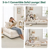 BEHOST 86" Large Futon Sofa Bed for Adults, 3-in-1 Convertible Folding Chair Bed Sleeper Chair, Beige