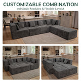 BEHOST 130" Oversized Modular Sectional Sofa for Living Room, Flexible Combination U Shaped Chenille Cloud Couch, Dark Gray