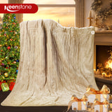 62*84“ Electric Heated Blanket Twin Keenstone Machine Washable Fast Heated Flannel Blanket Twin Size, Blue