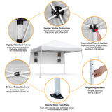 Vecukty 8ft x 8ft Top/10ft x 10ft Base Pop up Canopy Tent With Four Storage Bags For Garden,Beach Instant Tent Carry Bag,White