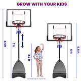 Vecukty 33" Portable Basketball Hoop for Kids, Exactaheight™ Performance Acrylic Adjustable Height 5-7' Basketball Hoop for HOA