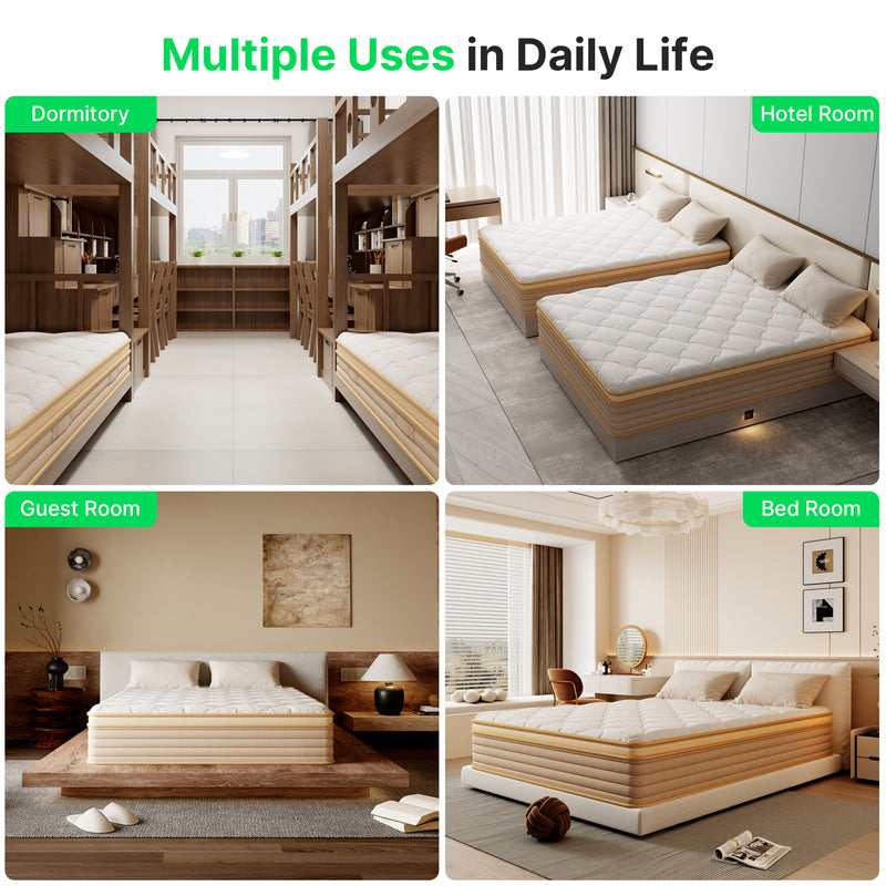 12" Queen Mattress, Gel Infused Memory Foam and Pocket Spring Hybrid Mattress in a Box, Medium Firm