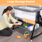 SACVON Bedside Bassinet Sleeper with Storage Basket & Wheels, Portable Crib for Baby, Gray Brand: SACVON