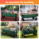 Vecukty 51.2" Large Collapsible Folding Wagon Cart, 560 lbs Load Capacity, Heavy-Duty Steel Frame & Oversized Wheels for Grocery Shopping, Camping, Sports, Moving –Green