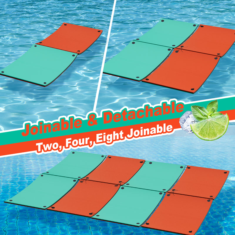 Splicable Multi Person Floating Water Mat , Vecukty 8.5x6 ft Lily Pad for Water Recreation and Relaxation, Tear Resistant XPE Foam Floating Mat for Beach, Ocean, Lake, Pink&Blue