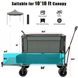Folding Double Decker Garden Wagon, VECUKTY Heavy Duty Collapsible Camping Wagon Cart with 54" Lower Decker, All-Terrain Big Wheels for Camping, Sports, Shopping, Garden and Beach, Support Up to 550lbs, Gray