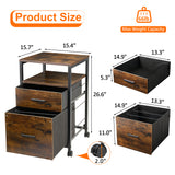 MONVANE File Cabinet with 2 Drawers for A4 Letter Size for Home Office, Mobile Printer Stand with Storage, Brown