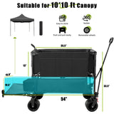 Folding Double Decker Garden Wagon, VECUKTY Heavy Duty Collapsible Camping Wagon Cart with 54" Lower Decker, All-Terrain Big Wheels for Camping, Sports, Shopping, Garden and Beach, Support Up to 550lbs, Gray