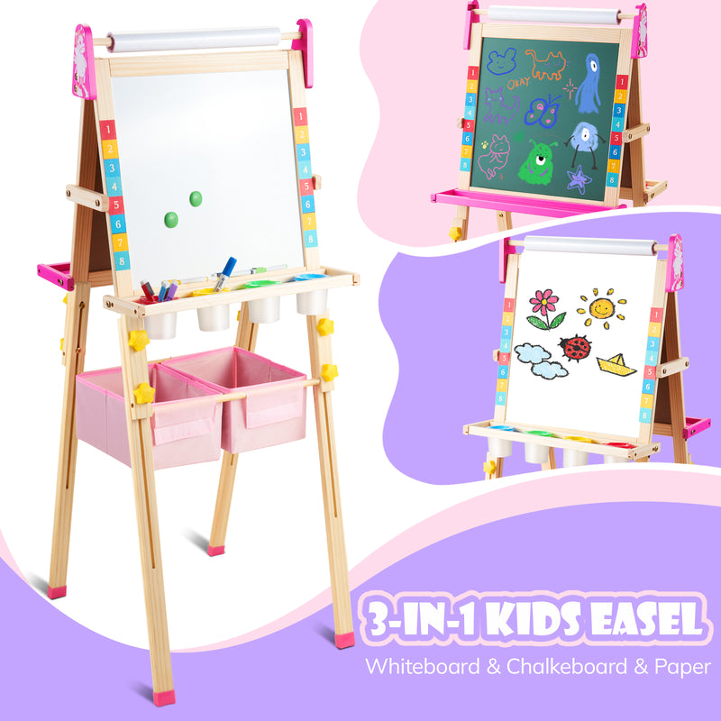 Keenstone Unicorn Art Easel for Kids, Educational Toy for 3,4,5,6,7,8 Boys&Girls, Wooden Chalk Board & Magnetic Whiteboard & Painting Paper Stand, Gift & Art Supplies for Toddlers