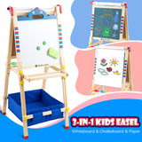 Keenstone Robot Art Easel for Kids, Learning-Toy for 3,4,5,6,7,8 Years Old Boy&Girls, Wooden Chalkboard&Magnetic Whiteboard&Painting Paper Stand, Gift&Art Supplies for Toddler