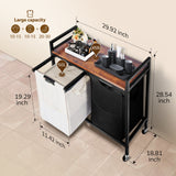 Rolling Laundry Sorting Cart,Rustic Brwon