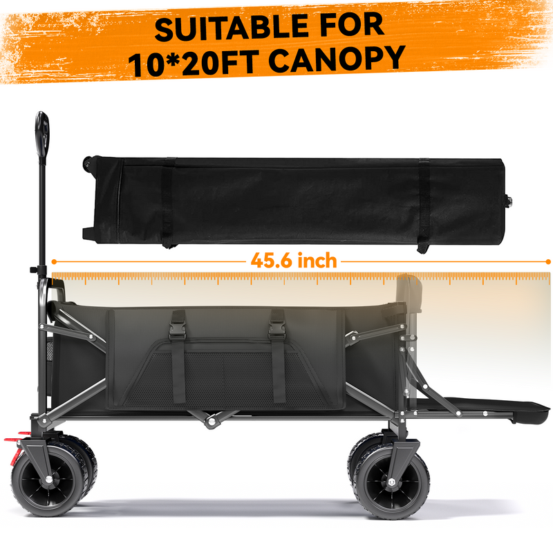 Collapsible Camping Garden Wagon for 10x20ft Canopy, All-Terrain Tank Wheels for Camping, Sports, Shopping, Beach, Support Up to 330lbs