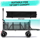 Collapsible Camping Garden Wagon for 10x20ft Canopy, All-Terrain Tank Wheels for Camping, Sports, Shopping, Beach, Support Up to 330lbs