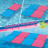 Splicable Multi Person Floating Water Mat , Vecukty 8.5x6 ft Lily Pad for Water Recreation and Relaxation, Tear Resistant XPE Foam Floating Mat for Beach, Ocean, Lake, Pink&Blue
