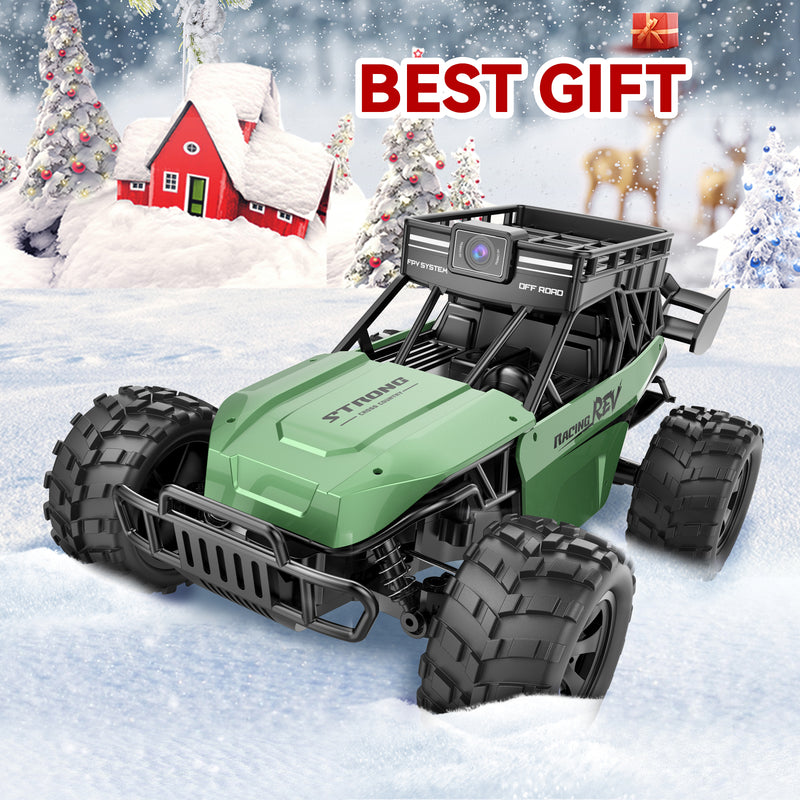 RC Car with 5G HD 1080P FPV Camera, 2.4Ghz Remote Control Car w/Walkie Talkie Function, 1:16 Scale High Speed Electric Carrier Vehicle Monster Trucks for Kids Adults,Green