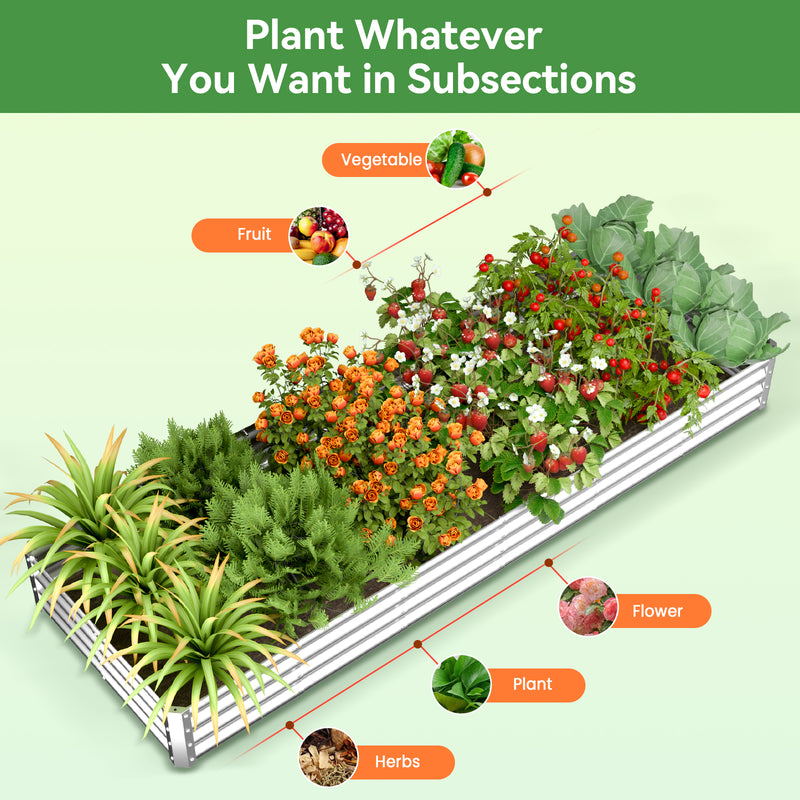 VECUKTY 15x3x1 ft Raised Garden Beds Outdoor, 6×3×1 ft (2 Pack) Planter Raised Bed for Gardening, Vegetables, Flowers ,Large Metal Garden Box